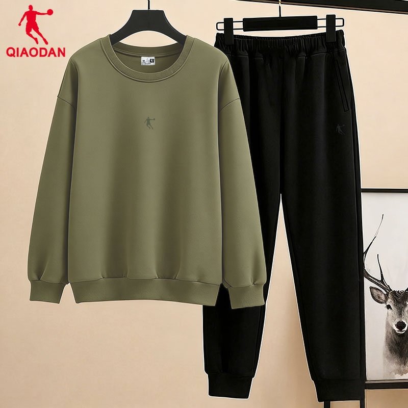 乔丹圆领卫衣套装男2026春季新款宽松长袖T恤休闲跑步运动两件套,淘宝优惠券,粉丝福利购,淘宝优惠卷