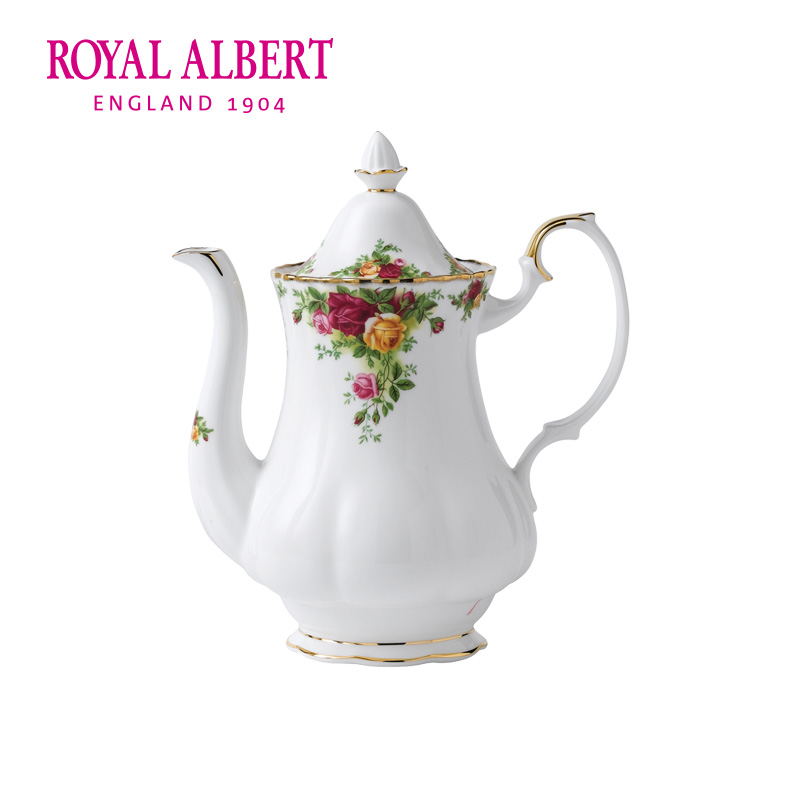 Royal Albert皇家阿尔伯特老镇玫瑰骨瓷咖啡壶茶壶英式下午茶具-图0