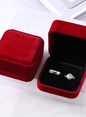 结婚仪式对戒群镶奢华戒指仿真钻戒一对开口可调节情侣婚戒指道具