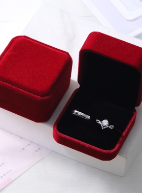 结婚对戒仿真钻戒一对情侣四爪女可调节婚礼仪式婚纱照道具戒指潮