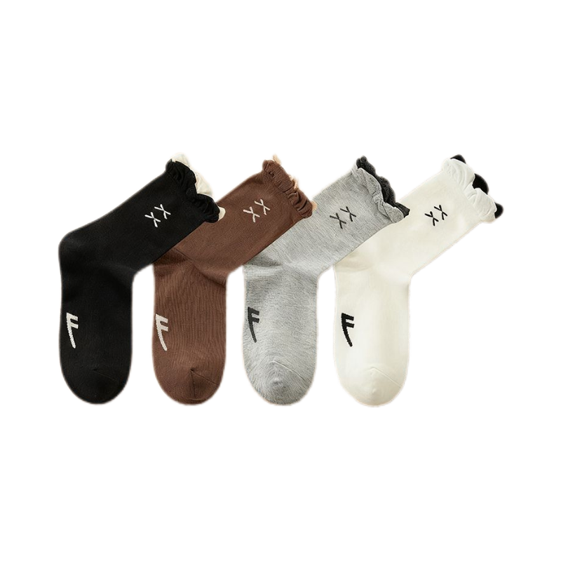 回力袜子女长筒袜女生耳边蝴蝶结可爱袜子女中筒ins百搭透气堆堆,淘宝优惠券,粉丝福利购,淘宝优惠卷