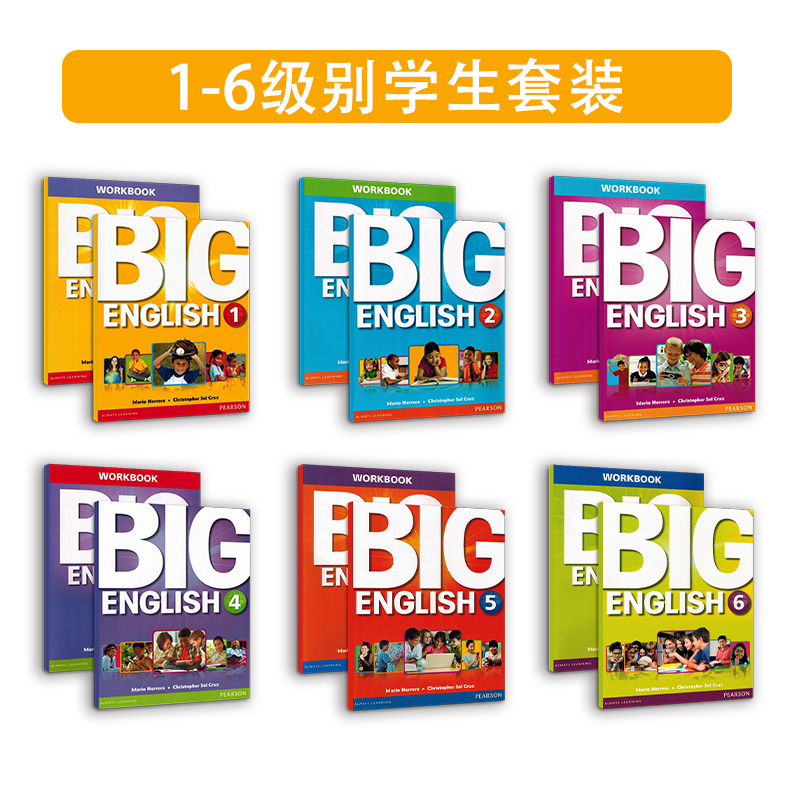 原版进口培生朗文小学英语教材Big English 1 2 3 4 5 6学生书+练习册 5-12岁少儿英语教材英文课外培训英文书籍清仓特价-图0