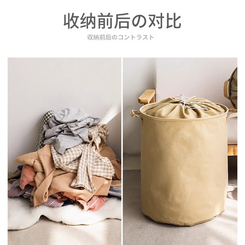 棉麻脏衣筐家用脏衣服收纳筐可折叠束口大号脏衣篮收纳桶洗衣篮 - 图0