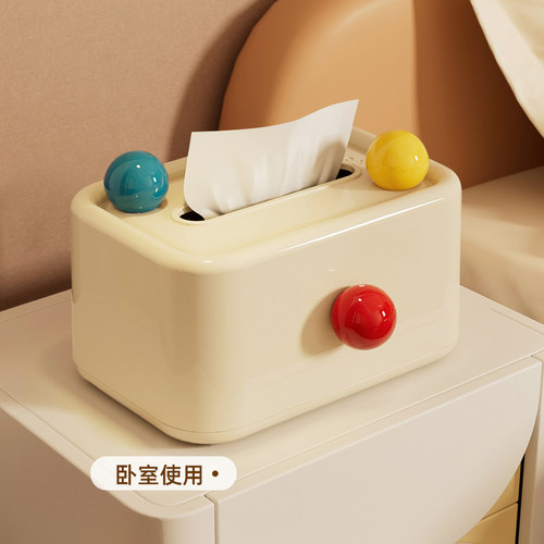 多巴胺纸巾盒客厅餐巾纸盒子创意高级感桌面茶几收纳可爱抽纸盒 - 图2