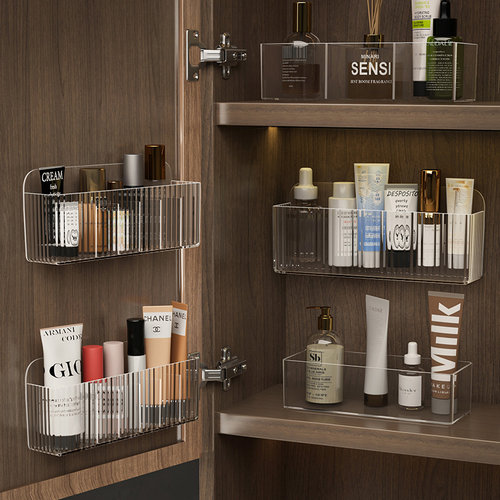 镜柜收纳盒壁挂卫生间洗手台口红化妆品面膜神器浴室柜门后置物架 - 图3