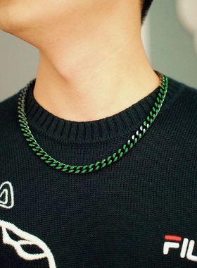 帝藝尚钛钢加密宽链男生项链