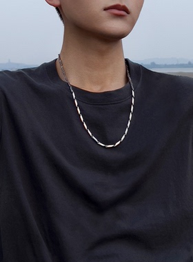 钛钢竹节链男生轻奢潮牌项链