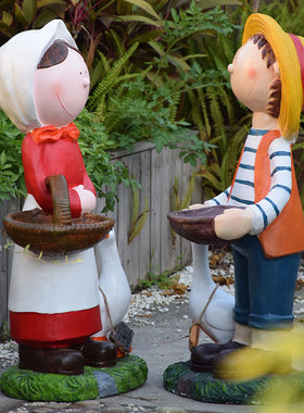 卡通风落地摆件农场民宿人物雕塑