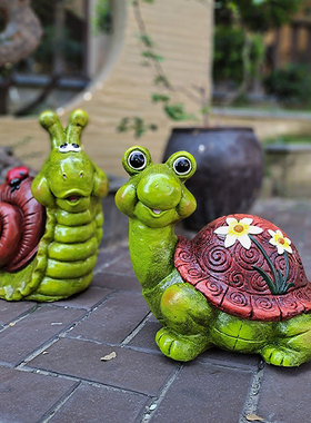 卡通风乌龟蜗牛园林布置装饰摆件