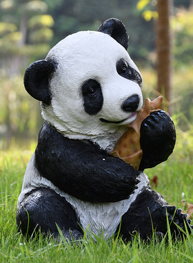 仿真熊猫公园草地售楼处布置摆件