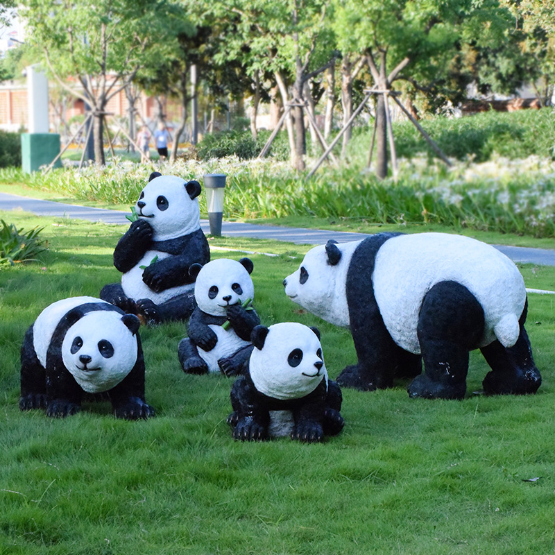 户外草坪仿真熊猫雕塑摆设中式庭院别墅院子园林景观造景装饰摆件 - 图2