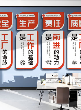 安全生产标语工厂车间标识牌企业楼梯文化墙办公室墙面装饰挂画QT