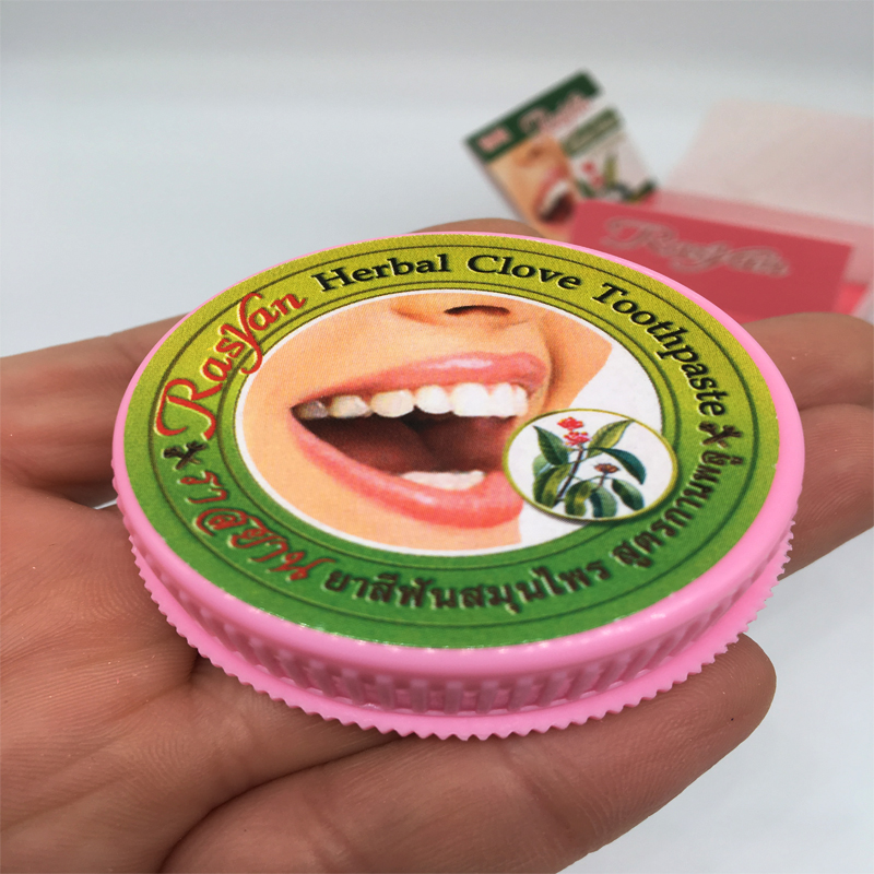 泰国正品RASYAN牙膏洗牙粉亮白牙齿去除烟茶黑黄渍清新口气25g-图1