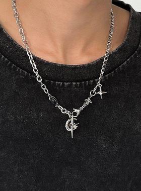 十字架项链男女ins设计感小众钛钢古巴链暗黑风嘻哈配饰