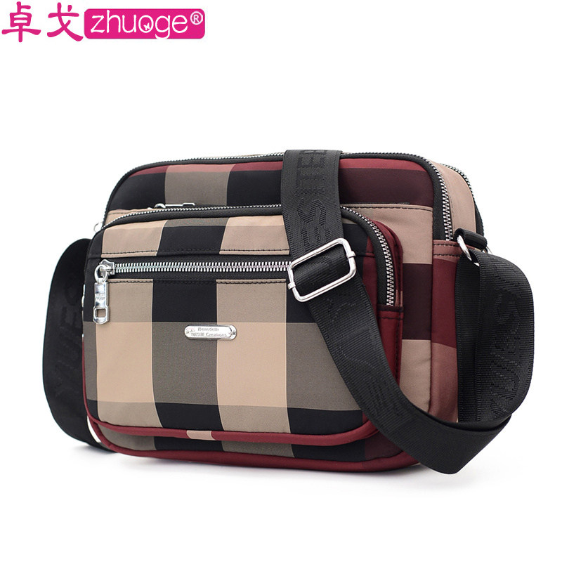 牛津布包2023新款条纹格子包斜挎包 卓戈女士包袋