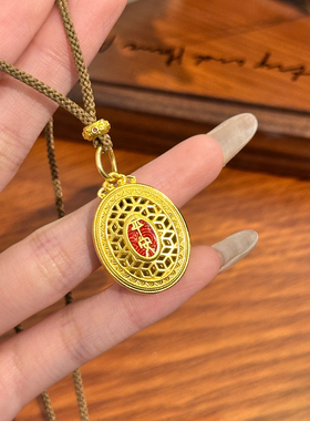 轻奢金色平安竹叶吊坠项链