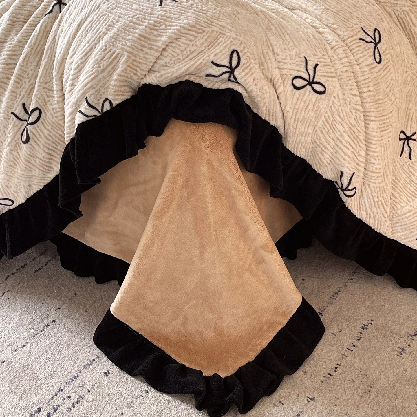 法式牛奶绒花边四件套冬季加厚毛绒被套罩珊瑚绒床单加绒床上用品,淘宝优惠券,粉丝福利购,淘宝优惠卷