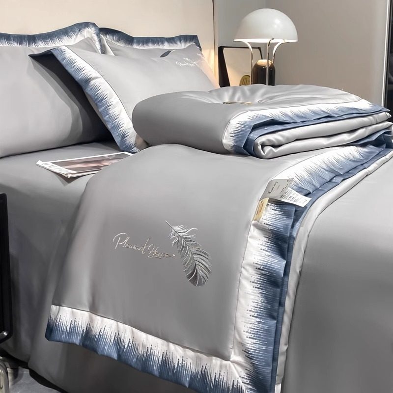 轻奢刺绣空调被四件套冰丝床笠水洗真丝夏凉被夏被薄款被子可机洗,淘宝优惠券,粉丝福利购,淘宝优惠卷