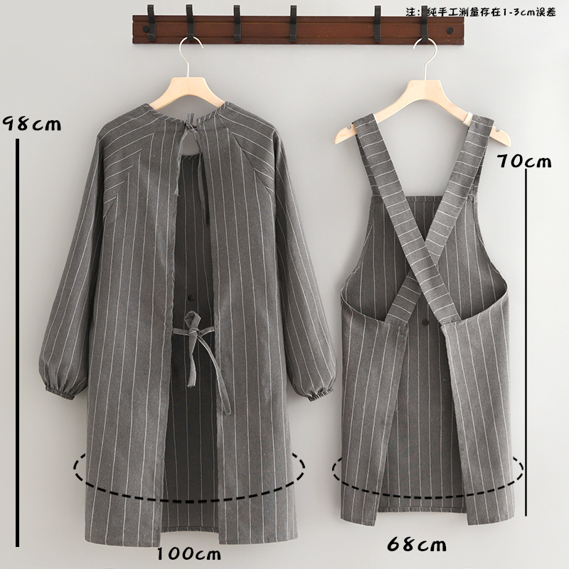 防污棉布长袖围裙2025新款家用厨房做饭罩衣女透气耐脏工作服定制 - 图2