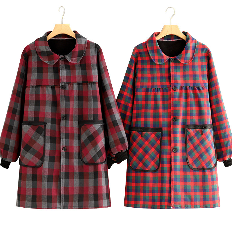 新款时尚加绒长袖罩衣女外穿保暖防污围裙厨房家用耐脏工作服外套,淘宝优惠券,粉丝福利购,淘宝优惠卷