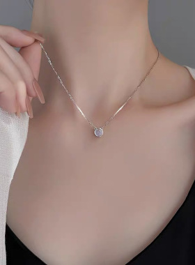 S925纯银项链女小众设计轻奢蓝色