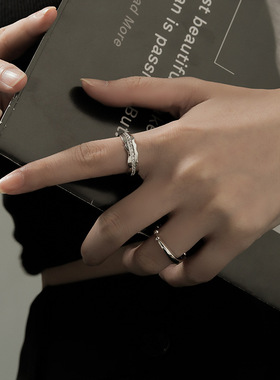 s925欧美超酷重工纯银戒指女叠戴异形时尚个性ins冷淡风指环开口