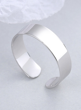 925纯银光面开口戒指女不掉色夸张重工戒子小众高级简约戒指