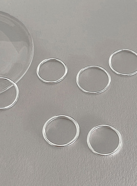 S999纯银素圈戒指女韩版设计小众轻奢时尚ins潮个性情侣细食指戒