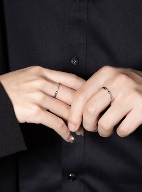 s925纯银共度爱河情侣简约开口戒工厂可调节高级感时尚手饰