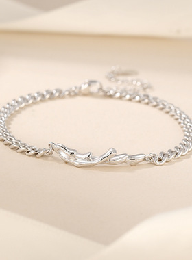 s925纯银荆棘与玫瑰情侣手链男女一对轻奢小众感树藤手饰生日礼物