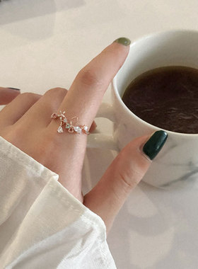 S925纯银花仙子戒指 新款花朵开口指环 时尚个性简约食指戒