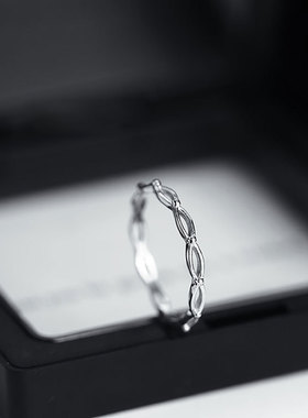 925纯银小众镂空戒指女不掉色设计感简约指环高级冷淡风戒子