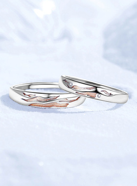 可可西里S999纯银情侣戒指男女一对情人节礼物轻奢小众设计手饰品