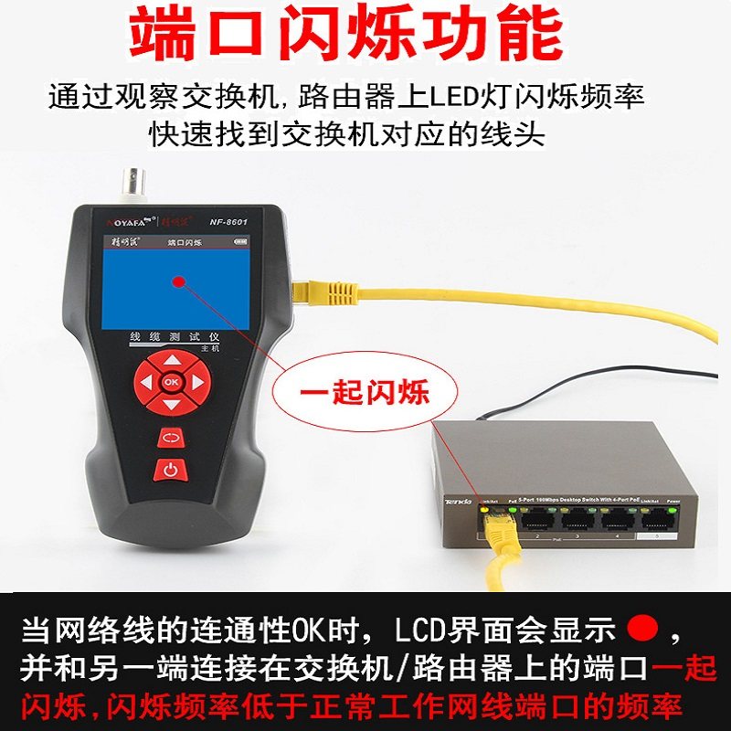 精明鼠NF-8601测线仪长度断点测试仪PING测试POE测试NF-8601W寻线仪测线仪POE多功能网线寻线器找线仪抗干扰_虎窝淘