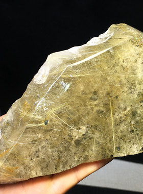 无优化天然钛晶金发晶黄发晶簇板钛顺发原石矿物晶体桌面饰品摆件