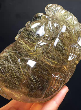 收藏品天然金发晶钛晶貔貅水晶观赏摆件家居客厅玄关吧台饰品礼品