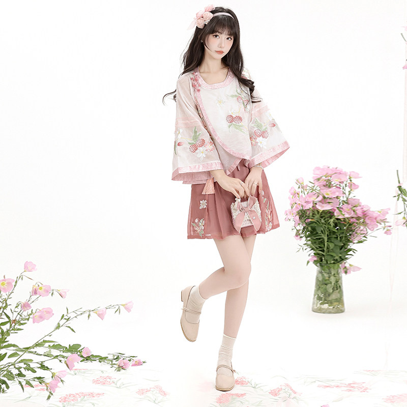 玉术【小梨花】宋制圆领女国风刺绣改良原创汉服套装清新日常夏款,淘宝优惠券,粉丝福利购,淘宝优惠卷