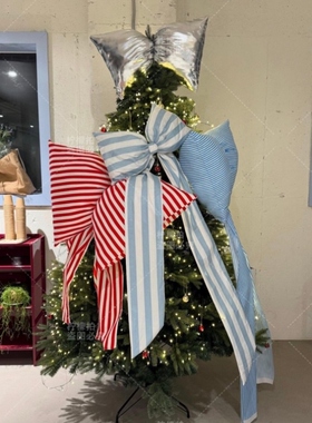 情人节格纹装饰布艺蝴蝶结店铺橱窗派对生节日订婚礼布置道具打卡