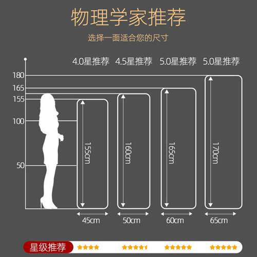 全身穿衣镜子贴墙自粘家用免打孔女生卧室试衣落地壁挂式试衣镜长 - 图0