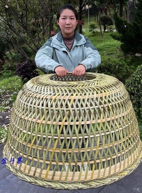 竹编鸡罩笼竹织鸭罩竹笼鸡鸭拍戏用具纯手工竹编灯罩镂空烤大号简