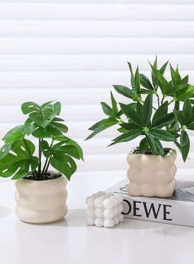 仿真绿植摆件假花拍摄道具桌面仿生植物家居装饰品小型盆栽发财树