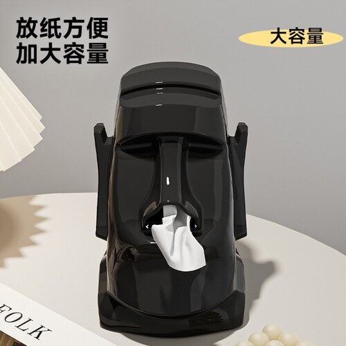 石像纸巾盒客厅轻奢高档创意家用茶几桌面餐巾纸收纳抽纸盒高级感 - 图1