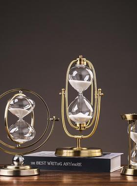 北欧创意铁艺沙漏计时器摆件办公室书房酒柜家居装饰工艺摆设