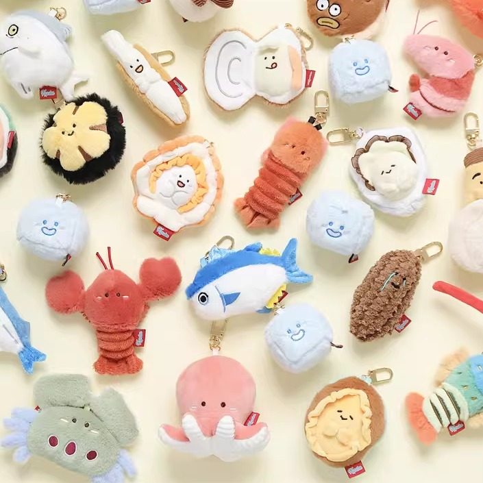 网红可爱海洋玩偶龙虾鲍鱼多宝鱼毛绒玩具公仔小挂件包挂饰钥匙扣,淘宝优惠券,粉丝福利购,淘宝优惠卷