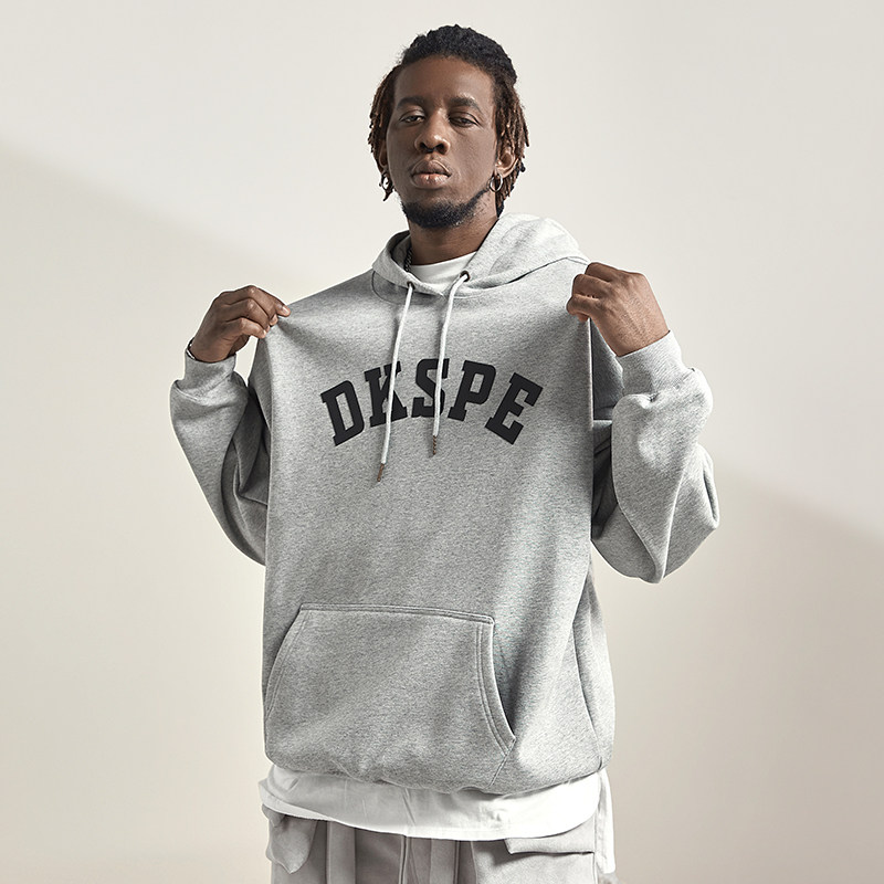 欧美高街国潮灰色美式男潮加绒卫衣 dksp卫衣