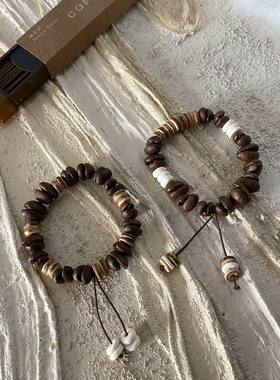 咖啡豆手串炭烧拿铁咖啡豆生日礼物美拉德配色情侣小众原创