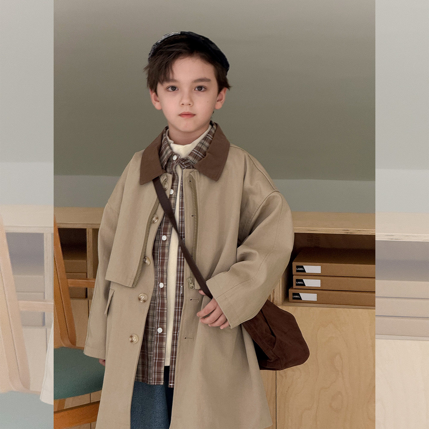 虾酱麻麻男童中长款风衣秋冬装2025新款男孩洋气韩范纯棉儿童外套,淘宝优惠券,粉丝福利购,淘宝优惠卷