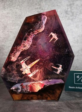 跨境galaxy resin lamp星球大战树脂灯太空飞船银河树脂夜灯