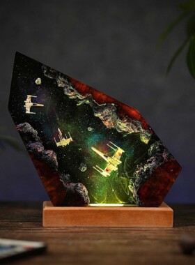 跨境galaxy resin lamp星球大战树脂灯太空飞船大战送朋友树脂灯