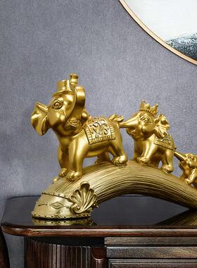 新中式亲子象大象客厅酒柜电视柜摆件家居玄关三只小象装饰品摆设